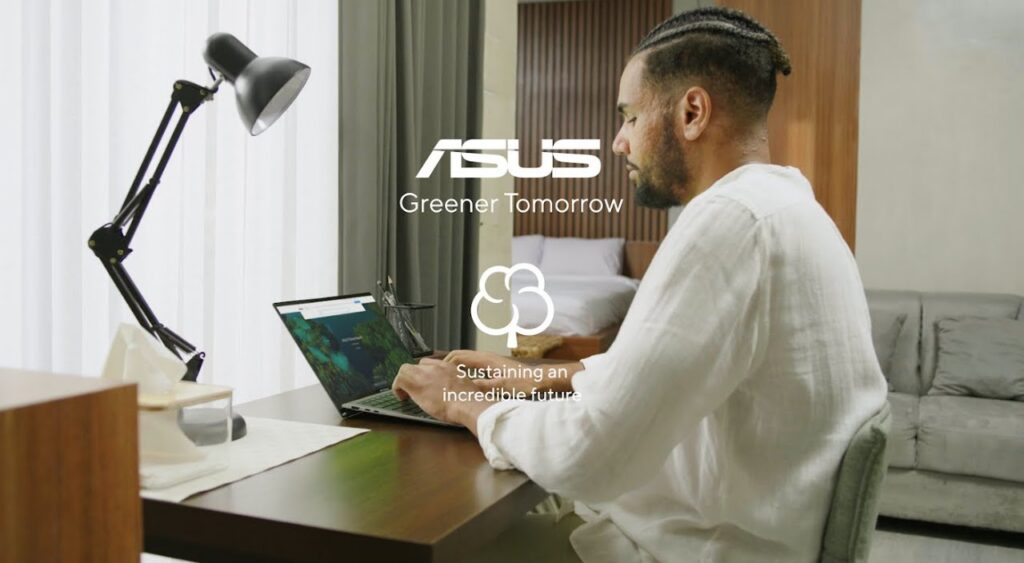 a man working in a desk for an asus commercial