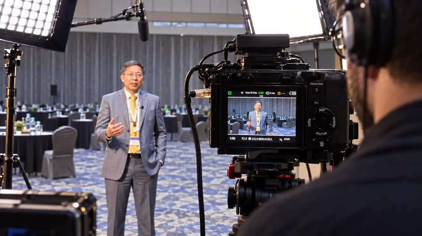 behind the scenes of interview in an event.